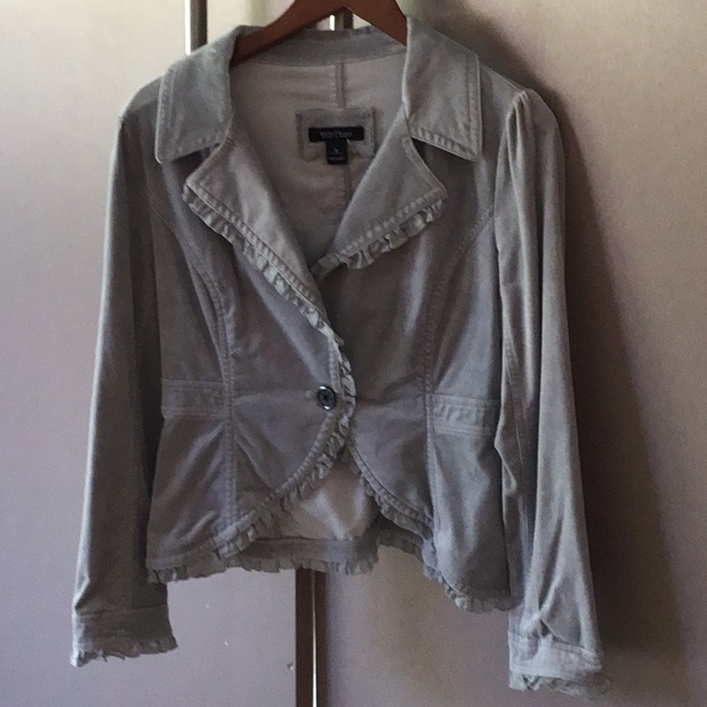 Women's Gray Ruffled Jacket